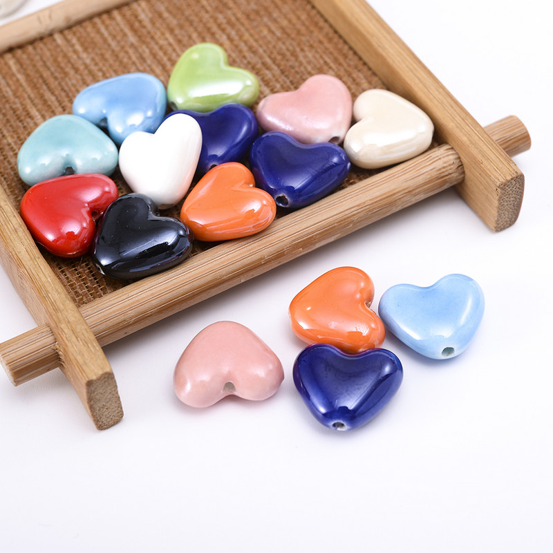 10/20/30 komada 12 mm glazirane čiste keramičke perle u obliku srca, labave perle za izradu nakita, pribor za ogrlice, narukvice