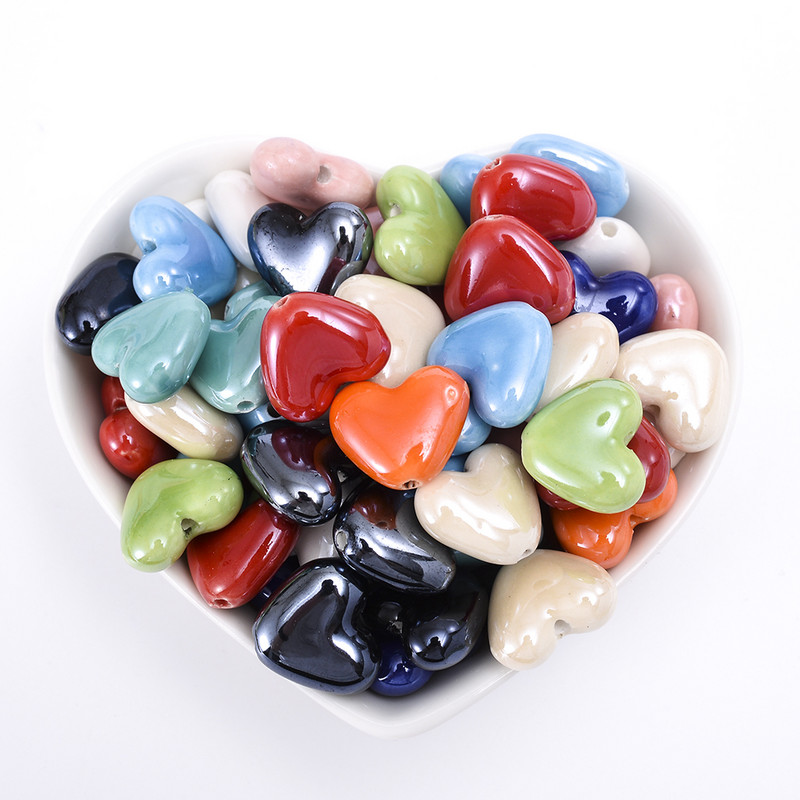 10/20/30 komada 12 mm glazirane čiste keramičke perle u obliku srca, labave perle za izradu nakita, pribor za ogrlice, narukvice