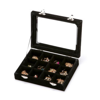 Νέα 12 πλέγματα Velvet Jewelry Box Δαχτυλίδια Σκουλαρίκια Κολιέ Θήκη μακιγιάζ Choker Organizer Γυναικεία Κοσμήματα Επίδειξη