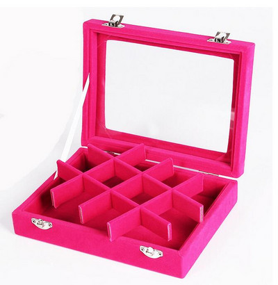 Nova baršunasta kutija za nakit s 12 rešetki Prstenje Naušnice Ogrlice Držač za šminku Torbica Choker Organizator Ženska izložba nakita