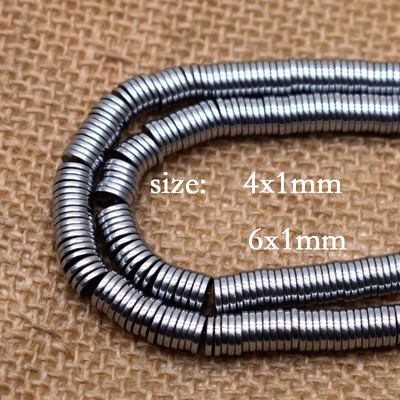 4/6 mm-es kézzel készített ékszerkészítés távtartó gyöngyök fekete hematit kő gyöngyök lapos laza távtartó gyöngyök ékszerkészítéshez, barkácsolás
