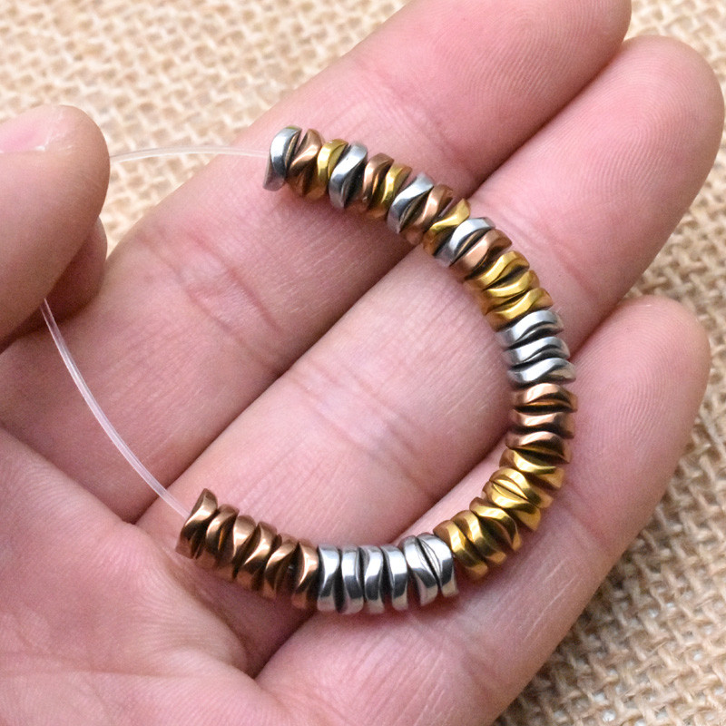 4/6 mm-es kézzel készített ékszerkészítés távtartó gyöngyök fekete hematit kő gyöngyök lapos laza távtartó gyöngyök ékszerkészítéshez, barkácsolás