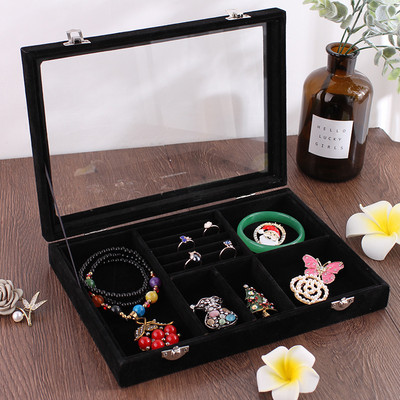 Fekete/szürke S/L ékszertároló doboz Gyűrű karkötő Ajándékdoboz Ékszer Szervező Fülbevaló Tartó Tálca Kis méret Elfér a legtöbb helyiségben