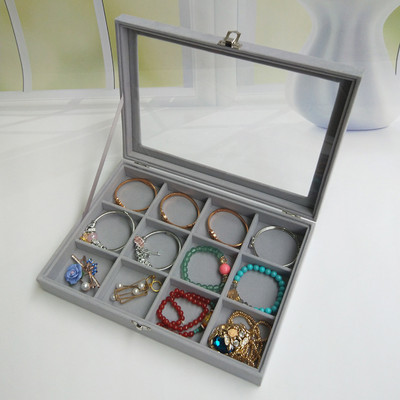 Fekete/szürke S/L ékszertároló doboz Gyűrű karkötő Ajándékdoboz Ékszer Szervező Fülbevaló Tartó Tálca Kis méret Elfér a legtöbb helyiségben