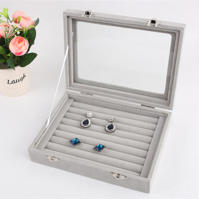 Fekete/szürke S/L ékszertároló doboz Gyűrű karkötő Ajándékdoboz Ékszer Szervező Fülbevaló Tartó Tálca Kis méret Elfér a legtöbb helyiségben