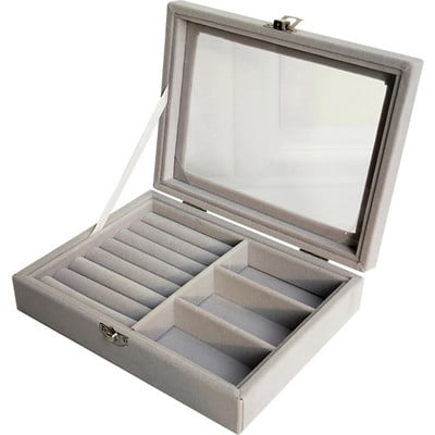 Fekete/szürke S/L ékszertároló doboz Gyűrű karkötő Ajándékdoboz Ékszer Szervező Fülbevaló Tartó Tálca Kis méret Elfér a legtöbb helyiségben