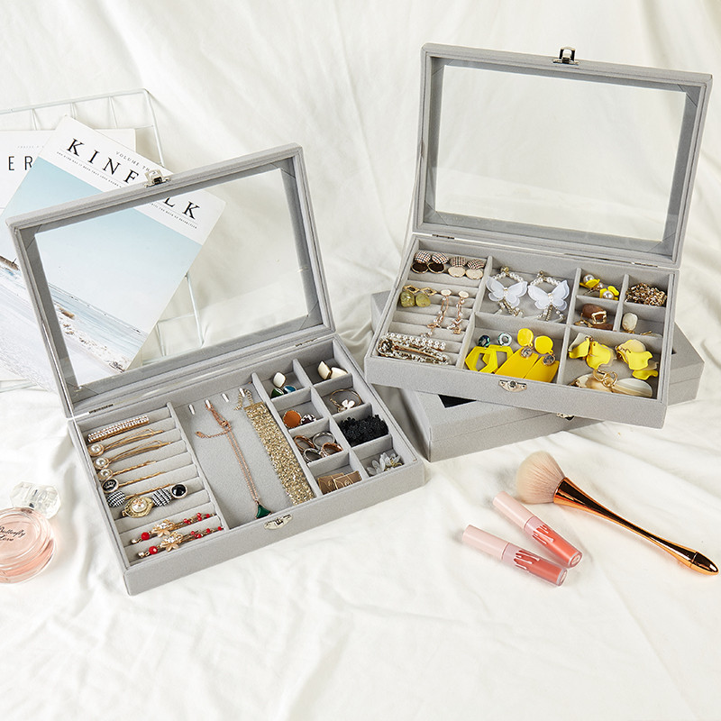 Fekete/szürke S/L ékszertároló doboz Gyűrű karkötő Ajándékdoboz Ékszer Szervező Fülbevaló Tartó Tálca Kis méret Elfér a legtöbb helyiségben