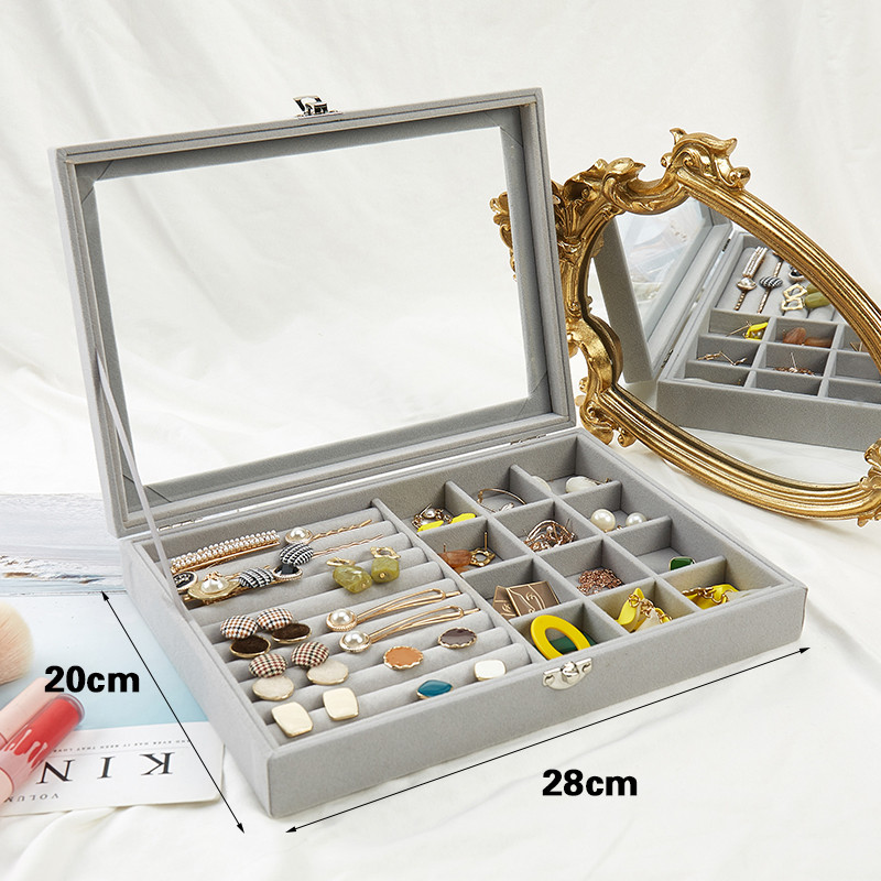 Fekete/szürke S/L ékszertároló doboz Gyűrű karkötő Ajándékdoboz Ékszer Szervező Fülbevaló Tartó Tálca Kis méret Elfér a legtöbb helyiségben