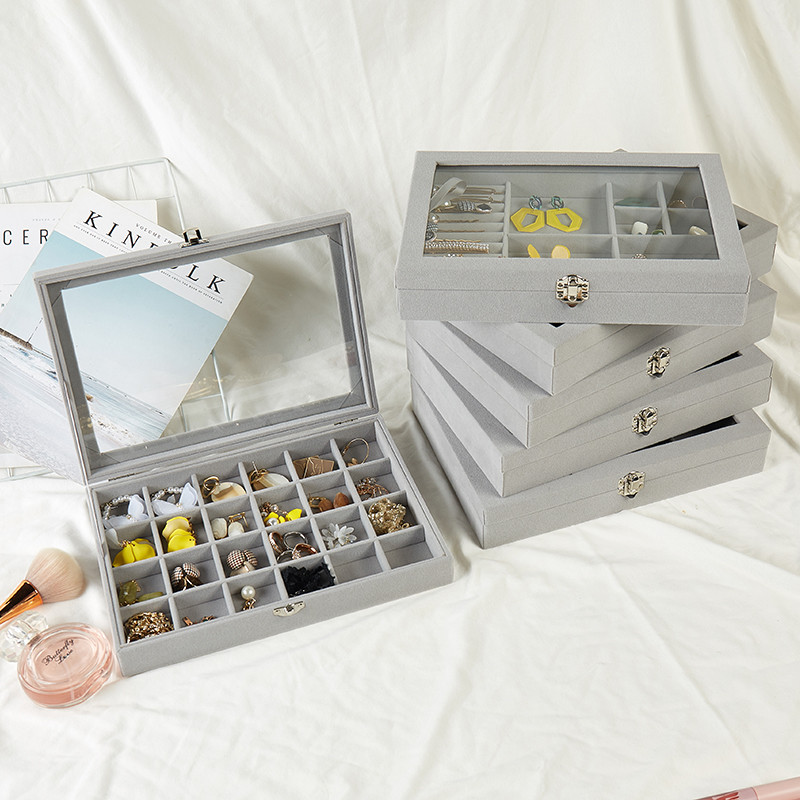 Fekete/szürke S/L ékszertároló doboz Gyűrű karkötő Ajándékdoboz Ékszer Szervező Fülbevaló Tartó Tálca Kis méret Elfér a legtöbb helyiségben