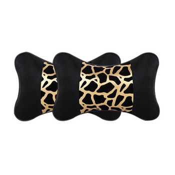 2PC Leopard Headrest Car Μαξιλάρι Μαξιλάρι αυτοκινήτου Κάλυμμα Μαλακό Προσκέφαλο Ταξιδιωτική Υποστήριξη Protect Auto Neck Pillow Pillow Car Styling