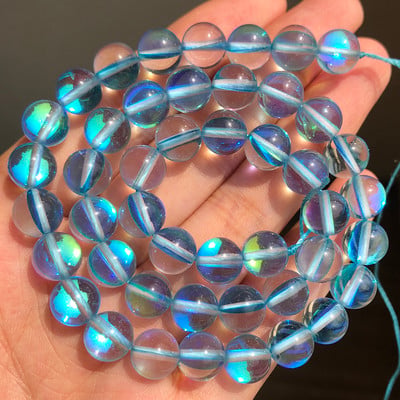 Matt Ausztria Fehér Rózsaszín Crystal MoonStone Glitter Kerek Természetes Laza Gyöngy Ékszerkészítéshez Diy Karkötő Nyaklánc 6 8 10 12mm