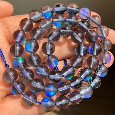 Matt Ausztria Fehér Rózsaszín Crystal MoonStone Glitter Kerek Természetes Laza Gyöngy Ékszerkészítéshez Diy Karkötő Nyaklánc 6 8 10 12mm