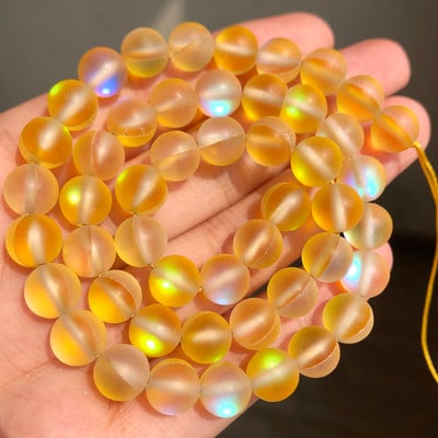 Matt Ausztria Fehér Rózsaszín Crystal MoonStone Glitter Kerek Természetes Laza Gyöngy Ékszerkészítéshez Diy Karkötő Nyaklánc 6 8 10 12mm