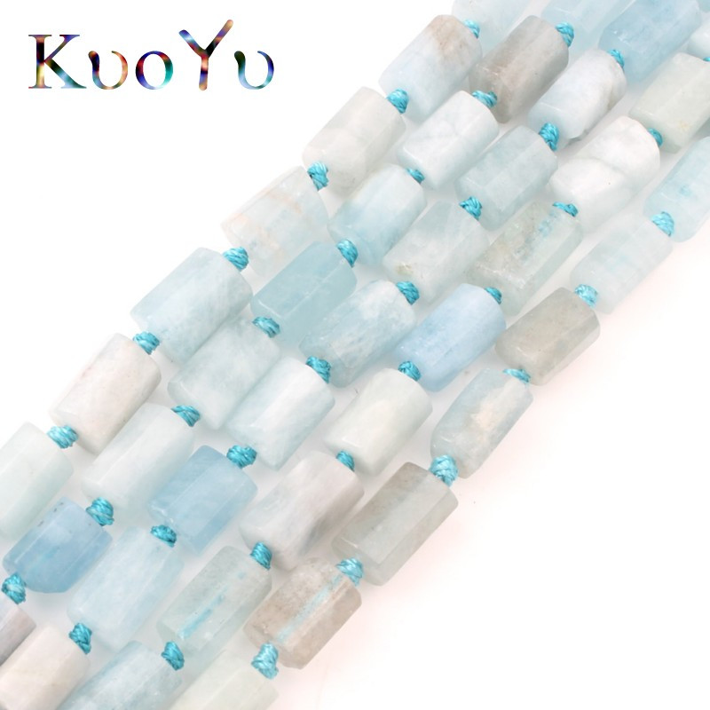 6x10mm természetes henger alakú csiszolt kék akvamarin kőgyöngyök ékszerekhez barkács készítés karkötő kiegészítők 7,5 hüvelyk