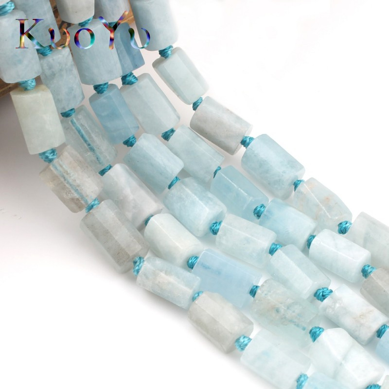 6x10mm természetes henger alakú csiszolt kék akvamarin kőgyöngyök ékszerekhez barkács készítés karkötő kiegészítők 7,5 hüvelyk