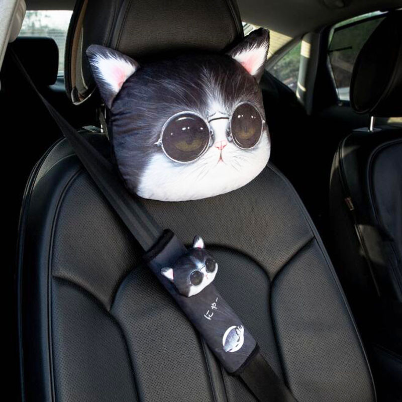 Personalizirani automobilski jastuk s crtežima slatkih životinjskih uzoraka Autosjedalica Potpora za glavu i vrat Ostatak Sigurnosne podloge za jastuke Potrepštine za interijer automobila