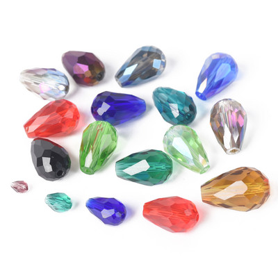 Teardrop Pear Shape Faceted Crystal Glass 5x3mm 7x5mm 12x8mm 15x10mm 18x12mm Loose Crafts Beads for Jewelry Making DIY