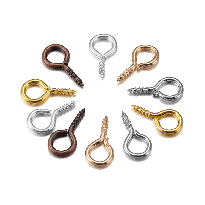 350 vnt. Mini Sraigtiniai Smeigtukai Perlų karoliukai Srieginiai kabliukai Kilpos Užsegimai apyrankėms „Pasidaryk pats“ Auskarai Papuošalų kūrimo radiniai