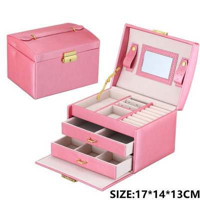 XINSOM papuošalų dėžutės laikiklis Nešiojami karoliai Auskarai Žiedai Papuošalų laikiklis PU Oda Sandėliukas Joyeros Organizador De Joyas