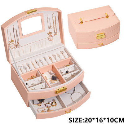 XINSOM papuošalų dėžutės laikiklis Nešiojami karoliai Auskarai Žiedai Papuošalų laikiklis PU Oda Sandėliukas Joyeros Organizador De Joyas