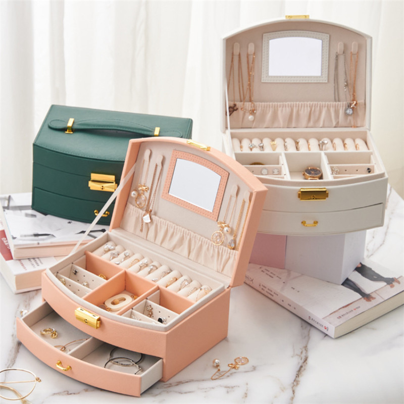 XINSOM papuošalų dėžutės laikiklis Nešiojami karoliai Auskarai Žiedai Papuošalų laikiklis PU Oda Sandėliukas Joyeros Organizador De Joyas