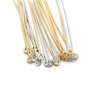 100 τμχ 20 30 40 χιλιοστά Χάλκινος  Eye Flat Head Pin for DIY Jewelry Making Findings Αξεσουάρ