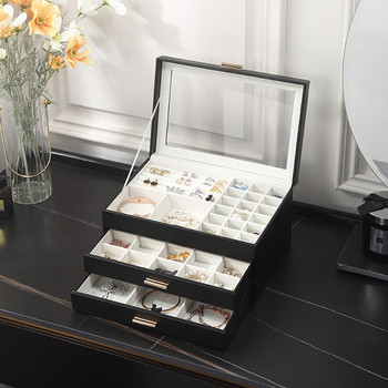 Μέγεθος S/M/L Jewelry Organizer Οθόνη Travel Jewellery Case Boxes Travel Portable Jewelry Box PU Storage Organizer Θήκη σκουλαρικιού