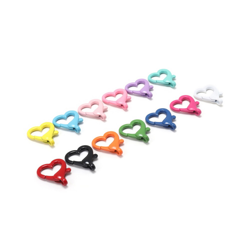 10 vnt Spalvoto lydinio širdies formos omarų užsegimo raktų pakabukai, skirti „pasidaryk pats“ papuošalams gaminti karolių apyrankės jungties priedai