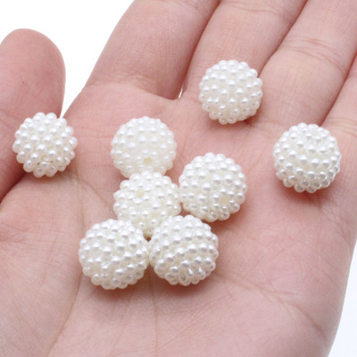 CHONGAI 50Vnt Širdies gėlė kriaukle akrilo karoliukai DIY perlų imitacijos stiliaus gaminimas karoliai apyrankės papuošalai priedai 10x11mm