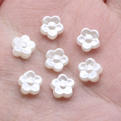 CHONGAI 50Vnt Širdies gėlė kriaukle akrilo karoliukai DIY perlų imitacijos stiliaus gaminimas karoliai apyrankės papuošalai priedai 10x11mm