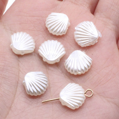 CHONGAI 50Vnt Širdies gėlė kriaukle akrilo karoliukai DIY perlų imitacijos stiliaus gaminimas karoliai apyrankės papuošalai priedai 10x11mm