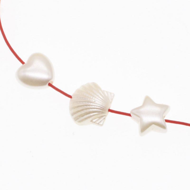 CHONGAI 50Vnt Širdies gėlė kriaukle akrilo karoliukai DIY perlų imitacijos stiliaus gaminimas karoliai apyrankės papuošalai priedai 10x11mm