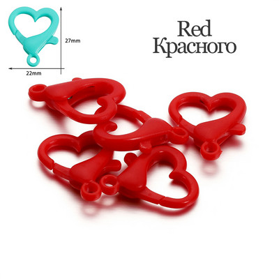 30 vnt/pak. Spalvingos plastikinės širdies formos omarų užsegimo raktų pakabukai, suskirstyti kabliukai „pasidaryk pats“ papuošalams gaminti karolių jungties reikmenims