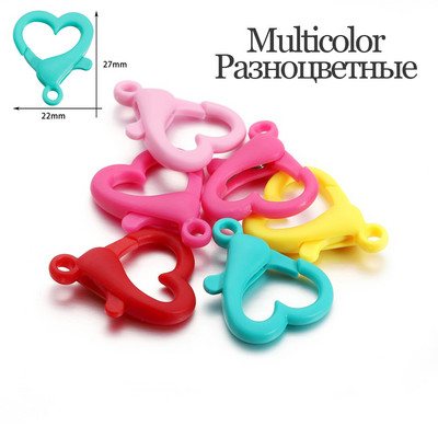 30 vnt/pak. Spalvingos plastikinės širdies formos omarų užsegimo raktų pakabukai, suskirstyti kabliukai „pasidaryk pats“ papuošalams gaminti karolių jungties reikmenims