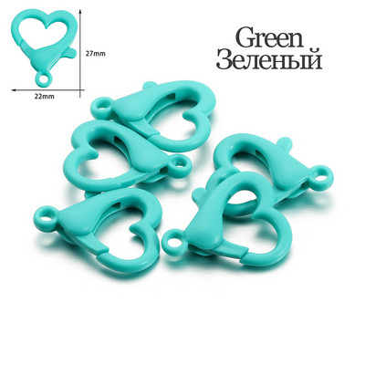 30 vnt/pak. Spalvingos plastikinės širdies formos omarų užsegimo raktų pakabukai, suskirstyti kabliukai „pasidaryk pats“ papuošalams gaminti karolių jungties reikmenims