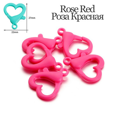 30 vnt/pak. Spalvingos plastikinės širdies formos omarų užsegimo raktų pakabukai, suskirstyti kabliukai „pasidaryk pats“ papuošalams gaminti karolių jungties reikmenims