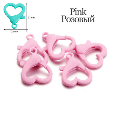 30 vnt/pak. Spalvingos plastikinės širdies formos omarų užsegimo raktų pakabukai, suskirstyti kabliukai „pasidaryk pats“ papuošalams gaminti karolių jungties reikmenims