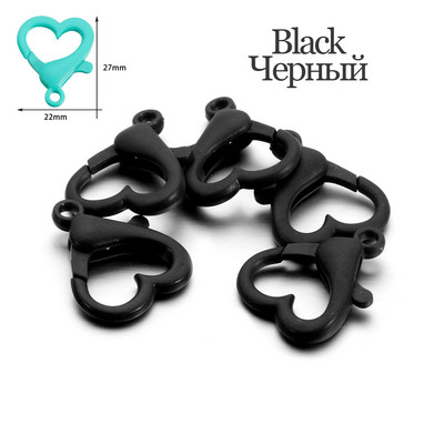 30 vnt/pak. Spalvingos plastikinės širdies formos omarų užsegimo raktų pakabukai, suskirstyti kabliukai „pasidaryk pats“ papuošalams gaminti karolių jungties reikmenims