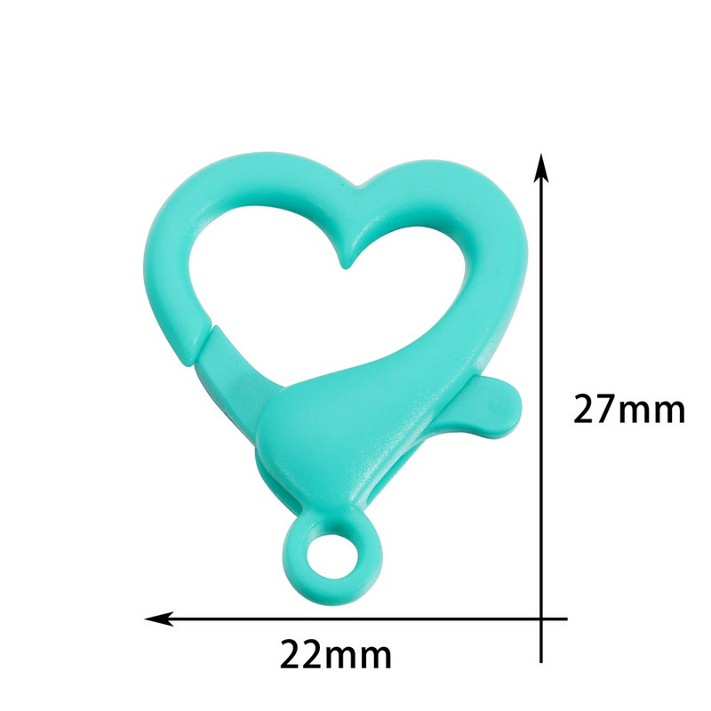 30 vnt/pak. Spalvingos plastikinės širdies formos omarų užsegimo raktų pakabukai, suskirstyti kabliukai „pasidaryk pats“ papuošalams gaminti karolių jungties reikmenims