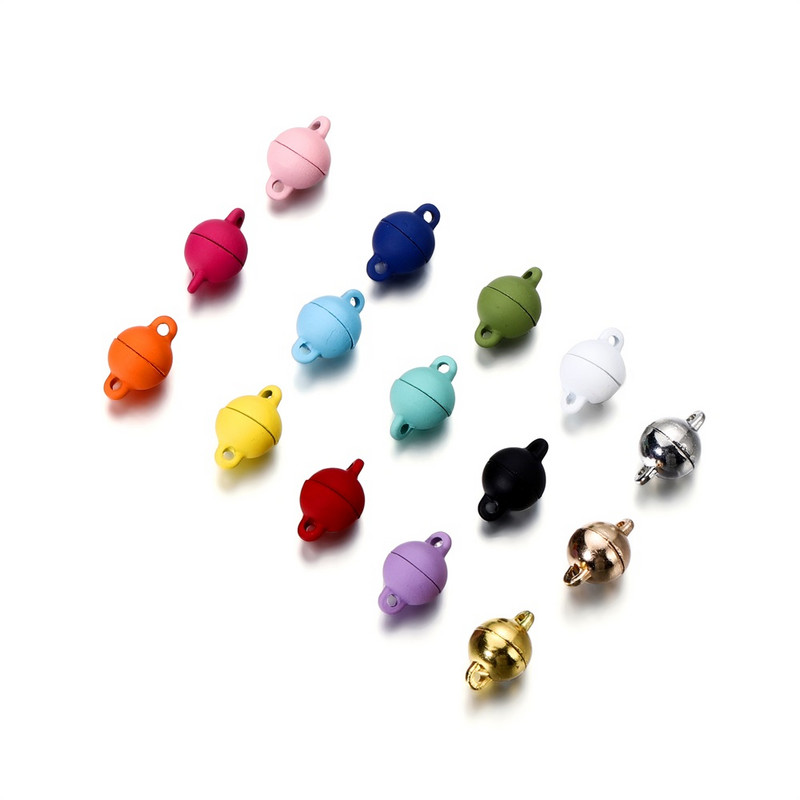 5 vnt./stal. Daugiaspalviai apvalūs magnetiniai užsegimai odiniai laidai apyrankės magnetinės jungtys, nustatymai, skirti „pasidaryk pats“ papuošalams gaminti