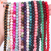 Natūralaus akmens karoliukai Akvamarinai Granatas Agatas Angelitas Kvarcas Opalas Aventurinas Jades Apvalūs karoliukai papuošalams Gaminti pasidaryk pats apyrankes