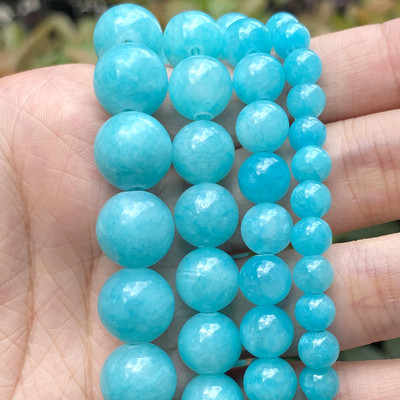 Natūralaus akmens karoliukai Akvamarinai Granatas Agatas Angelitas Kvarcas Opalas Aventurinas Jades Apvalūs karoliukai papuošalams Gaminti pasidaryk pats apyrankes