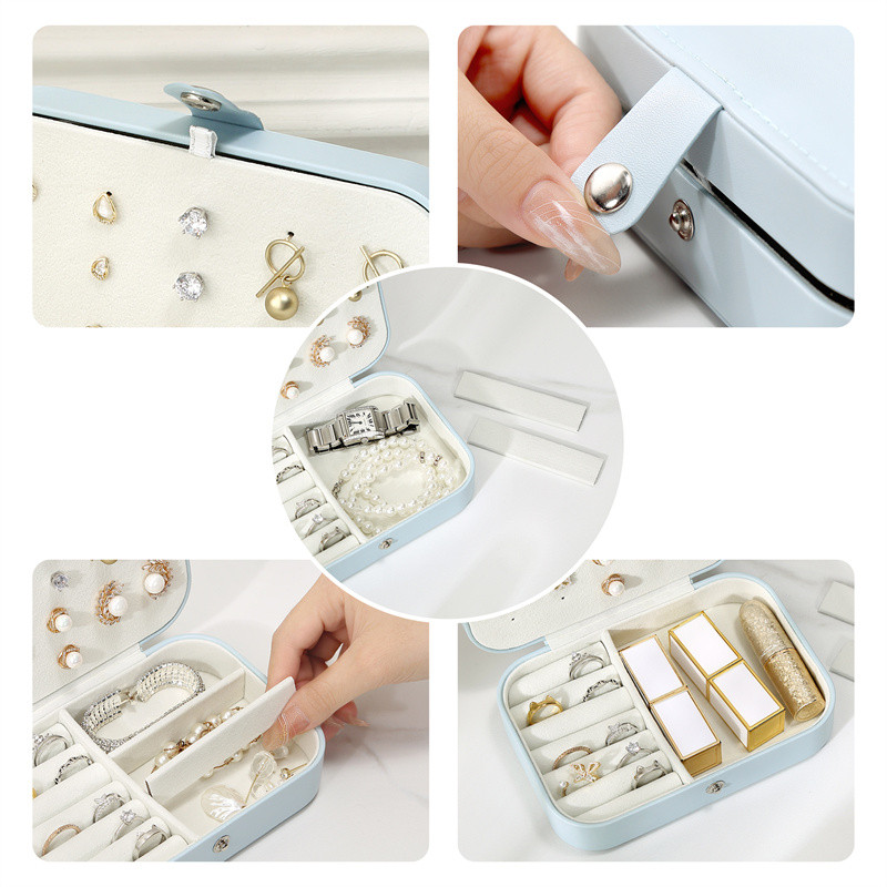 Casegrace Mini utazási ékszerdoboz nőknek hordozható tárolószervező tok PU bőr fülbevaló gyűrű nyaklánc ékszerszervező