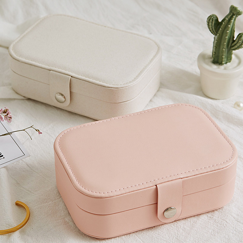 Dvoslojna prijenosna kutija za nakit Organizator nakita Prikaz Putna kutija za nakit Kutije za pohranu Kožna ambalaža za pohranu gumba