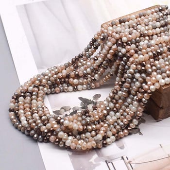 Χρώμα AB 2mm Κρυστάλλινα Rondel Faceted Beads Στρογγυλές κρυστάλλινες χάντρες από γυαλί Loose Spacer Beads for Jewelry Making DIY κολιέ βραχιόλι