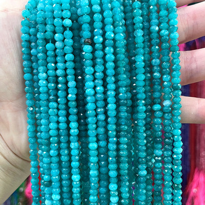 Естествен камък 3*4 мм фасетиран плосък рондел дистанционни мъниста нефрит халцедон тюркоаз лабрадорит за изработка на бижута Направи си гривна