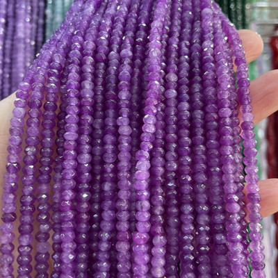 Естествен камък 3*4 мм фасетиран плосък рондел дистанционни мъниста нефрит халцедон тюркоаз лабрадорит за изработка на бижута Направи си гривна