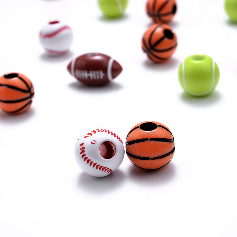 iYOE 20-100 vnt sportinio regbio teniso krepšinio karoliukai tarpikliai akrilo karoliukai, skirti apyrankėms karoliai gaminti „pasidaryk pats“ amatų papuošalų reikmenys