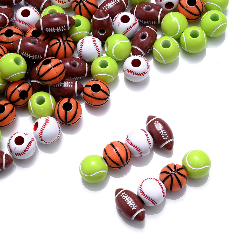 iYOE 20-100 vnt sportinio regbio teniso krepšinio karoliukai tarpikliai akrilo karoliukai, skirti apyrankėms karoliai gaminti „pasidaryk pats“ amatų papuošalų reikmenys