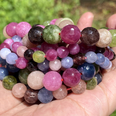 Rubine naturale Calcedonie Jade Mărgele de piatră Fațetate Distanțiere rotunde libere pentru realizarea de bijuterii Brățară DIY lucrată manual 4/6/8/10/12mm